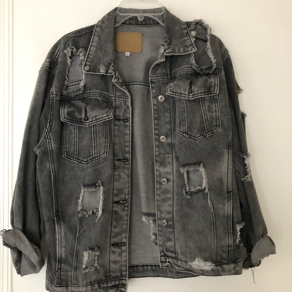 Denim distressed jean jacket